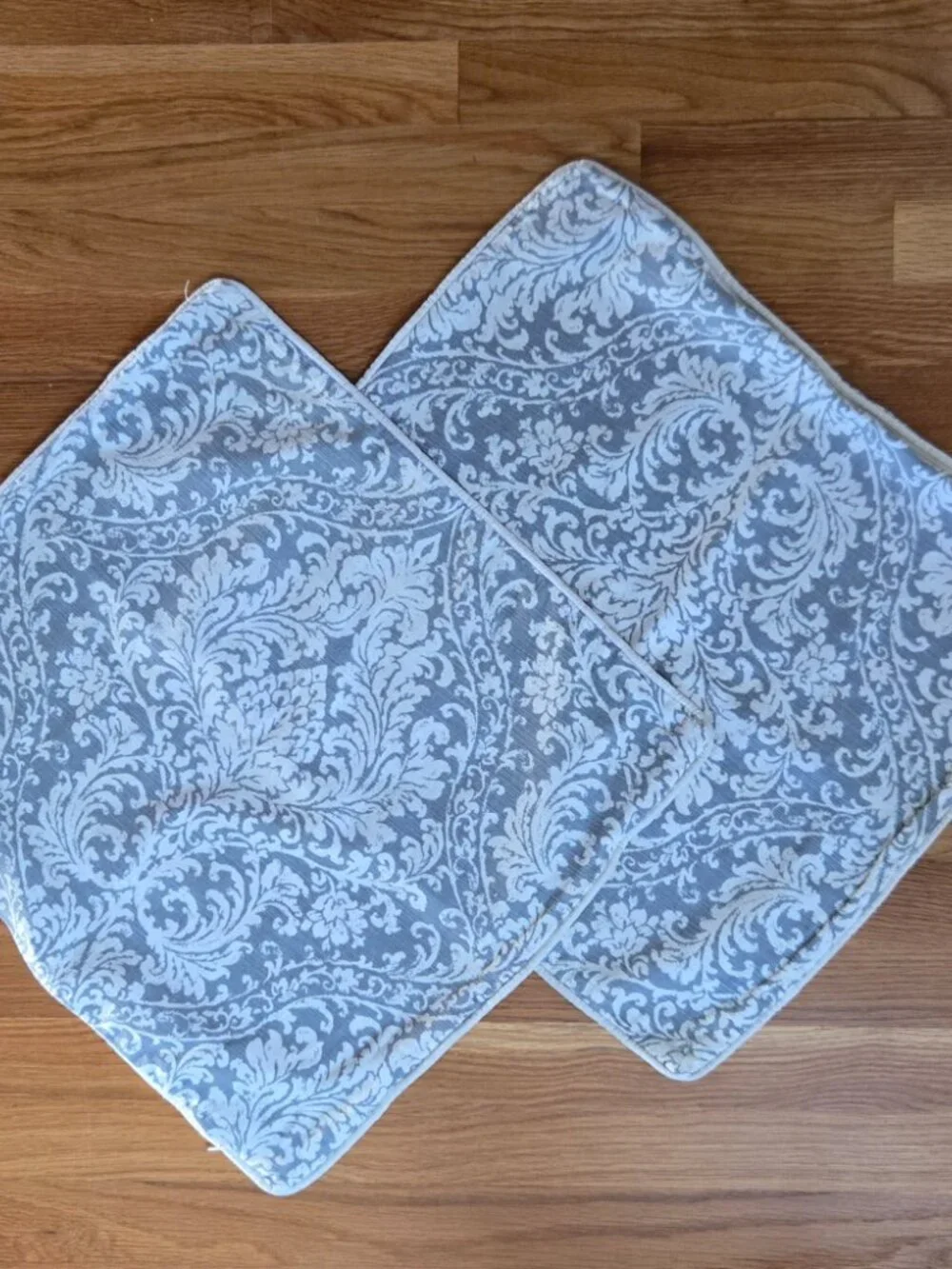Gray and White Ikat Floral Pillow Covers Set of 2